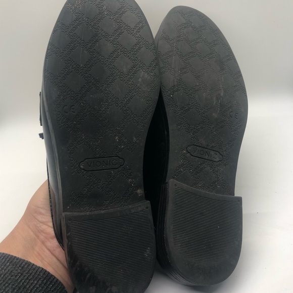 Vionic Reagan Black Patent Leather Tassel Loafers Slip On Mules - Picture 6 of 11